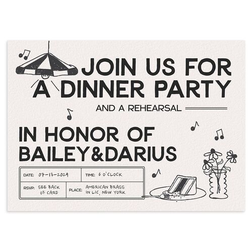 Hand Drawn Party Rehearsal Dinner Invitations Charcoal Signature Blank Standard