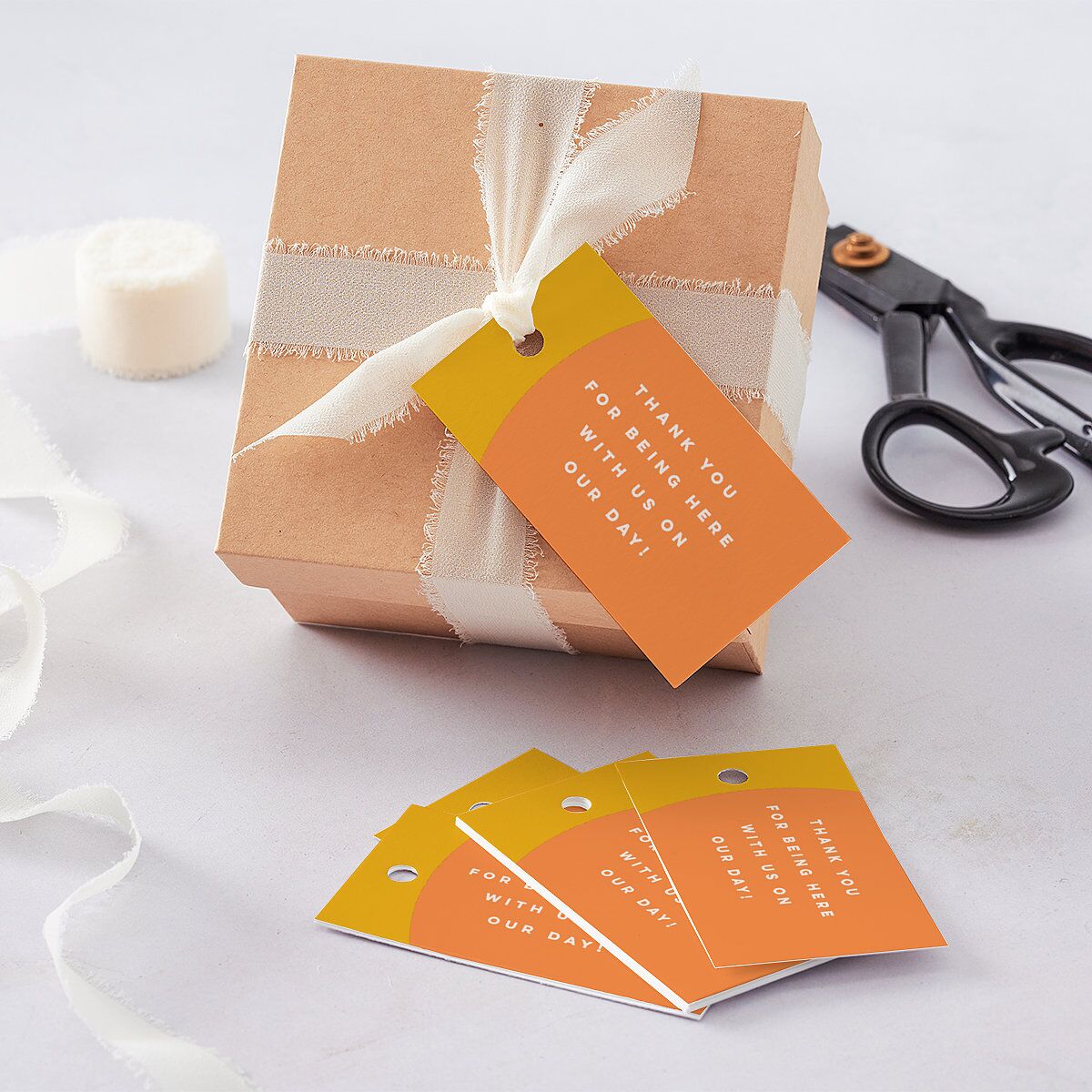 Retro Sunburst Favor Gift Tags Pumpkin Signature