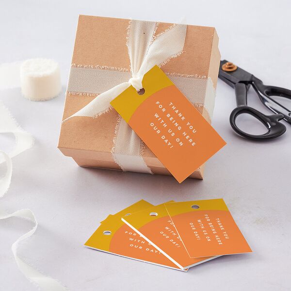 Retro Sunburst Favor Gift Tags Pumpkin Signature
