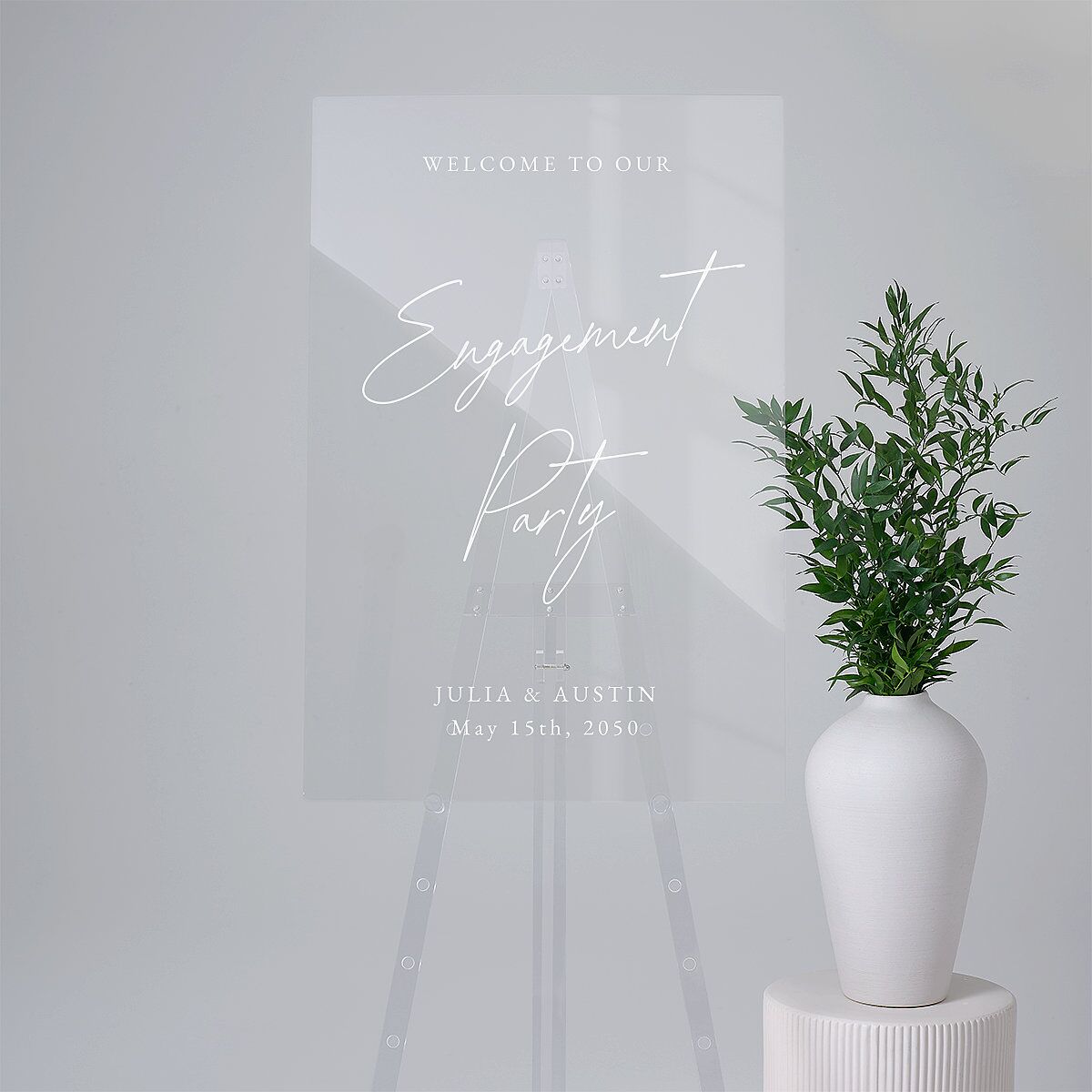 Engagement Party Script Acrylic Welcome Sign Large Pure White Standard Acrylic L Welcome
