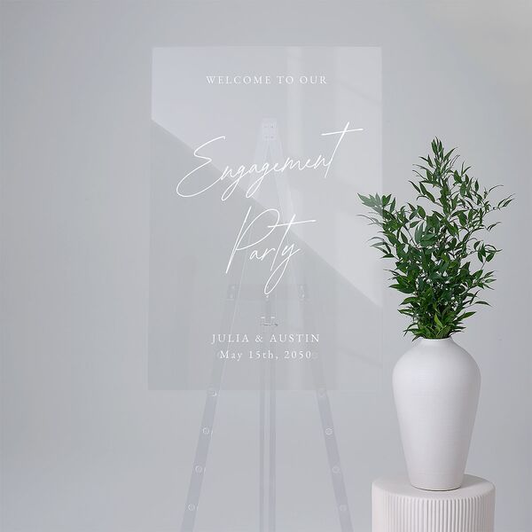 Engagement Party Script Acrylic Welcome Sign Large Pure White Standard Acrylic L Welcome
