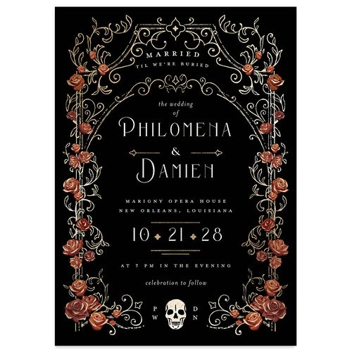 Gothic Gate Foil Wedding Invitations Gold Terracotta Signature Blank No Standard