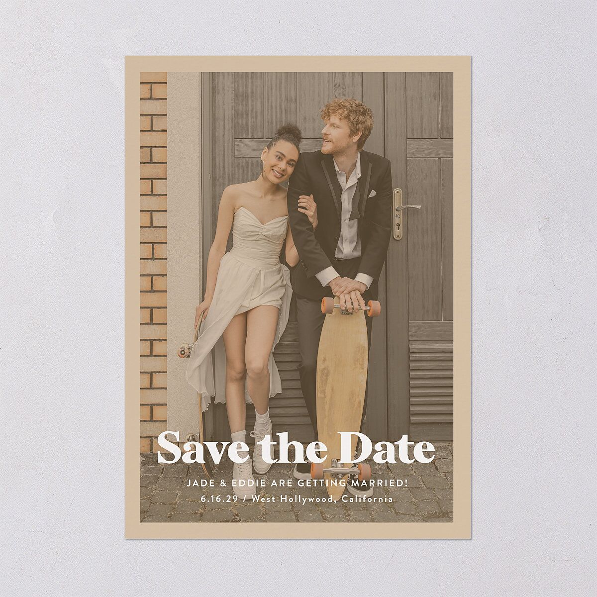 Nostalgic Save the Date Cards Tan Signature smooth Blank No Standard
