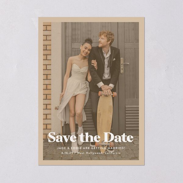 Nostalgic Save the Date Cards Tan Signature smooth Blank No Standard