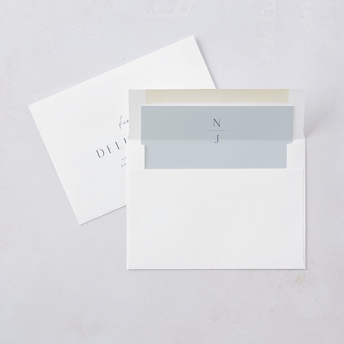 Simple Gallery Save the Date Cards French Blue Signature smooth Blank No Standard