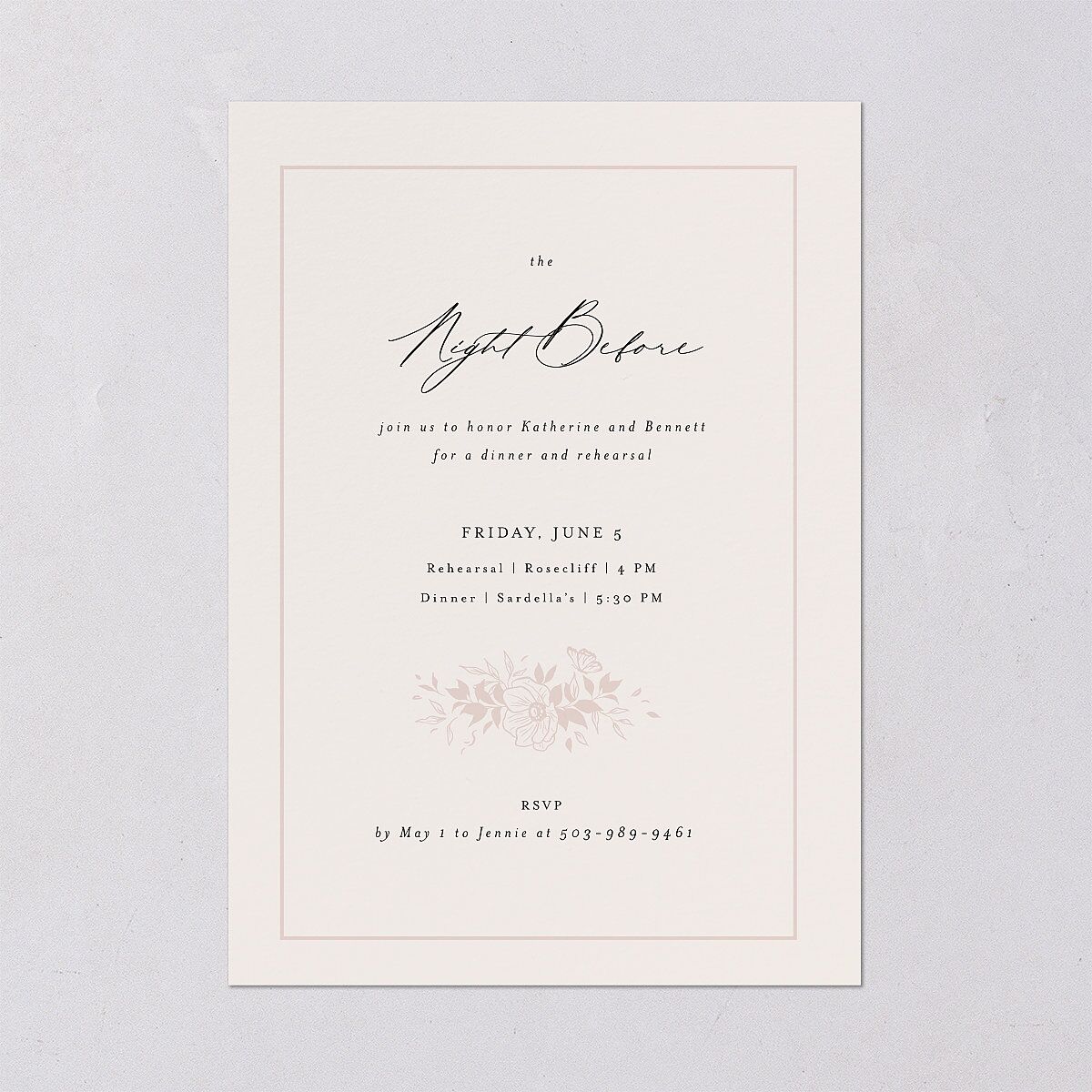 Baroque Garden Rehearsal Dinner Invitations Champagne Signature Blank Standard
