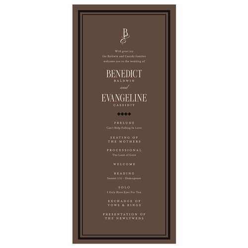 Elegant Diamond Pattern Wedding Programs Deep Bronze Signature
