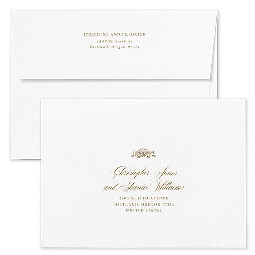 Black Tie Crest Wedding Invitation Envelopes White Umber Both Recipient and Return Addresses Standard Signature