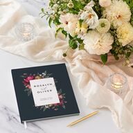 Blooming Botanical Wedding Guest Book Ink Blue