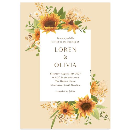 Sweet Sunflowers Wedding Invitations Marigold Signature Blank No Standard