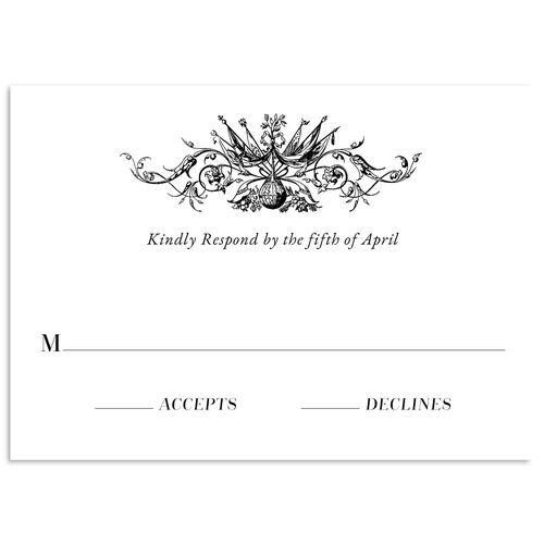 Ornate Vintage Crest Wedding Response Cards Midnight Signature Standard