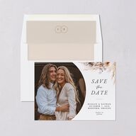 Bohemian Floral Hoop Save The Date Cards Camel Signature smooth Blank No Standard