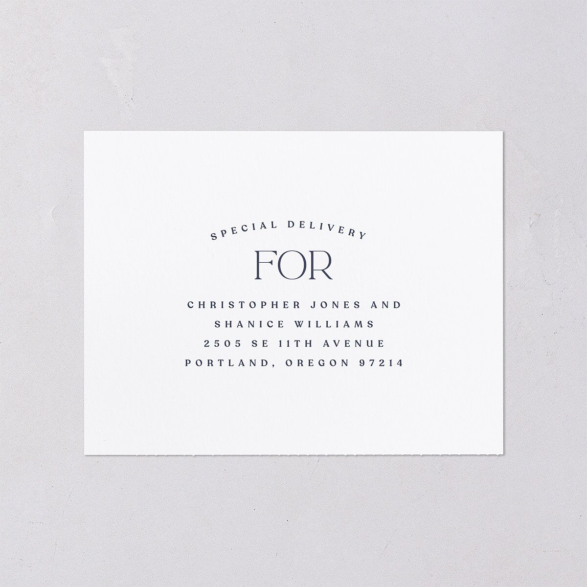 Classic Stack All-in-One Wedding Invitations Midnight Navy Signature Light Both Recipient and Return Addresses No