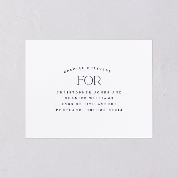 Classic Stack All-in-One Wedding Invitations Midnight Navy Signature Light Both Recipient and Return Addresses No