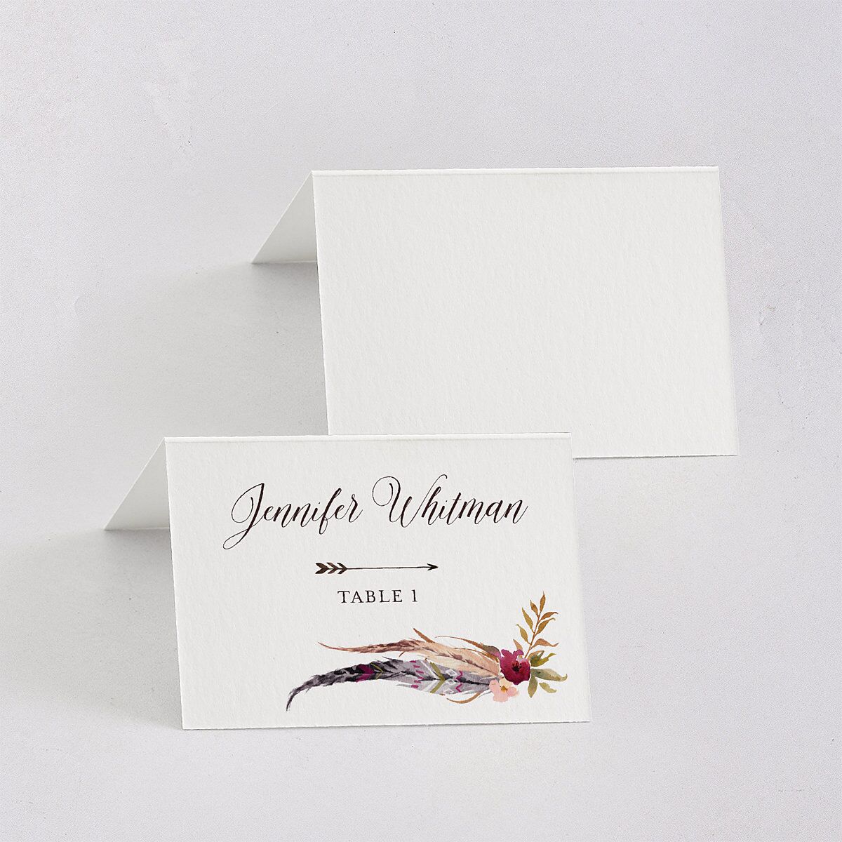 Bohemian Floral Place Cards Merlot Signature