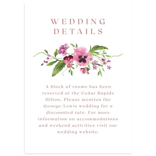 Wild Pansies Wedding Enclosure Cards Dusty Rose Signature Standard