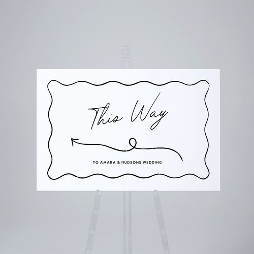 Hand Drawn Wavy Border Standard Direction Sign Large Pure White Standard Indoor Foam Core L Direction