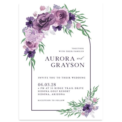 Bohemian Arch Wedding Invitations Plum Signature Blank No Standard