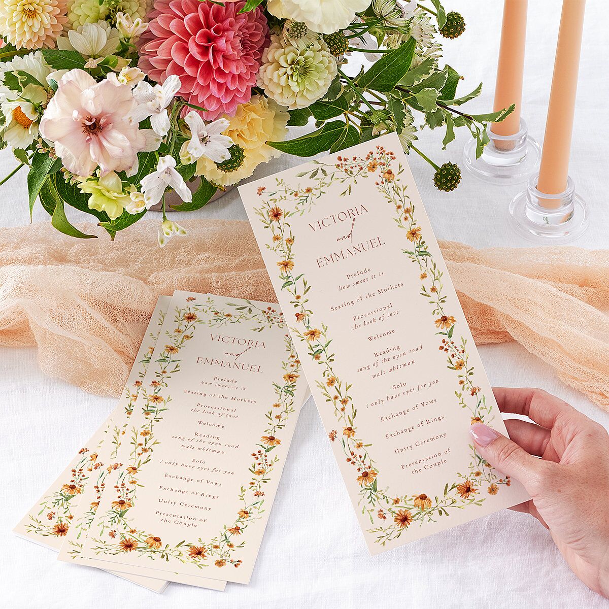 Wildflower Border Wedding Programs Cinnamon Signature