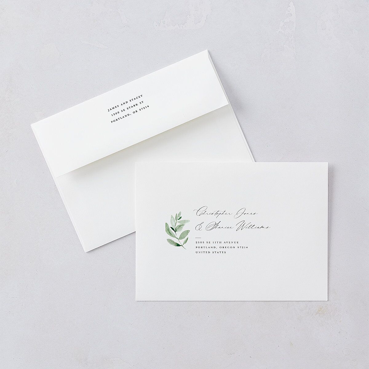 Gorgeous Greenery Wedding Invitations Pure White Signature Blank No Standard