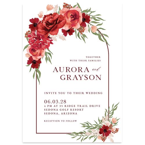 Bohemian Arch Wedding Invitations Garnet Signature Blank No