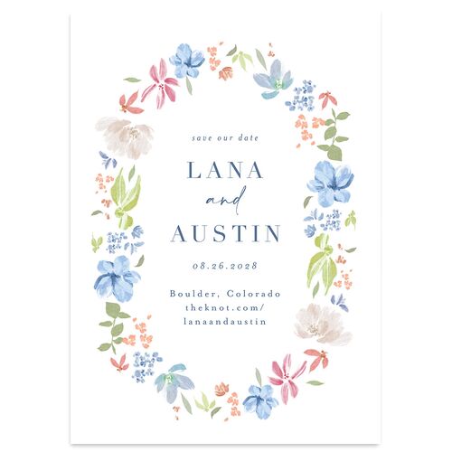 Floral Applique Save the Date Cards Slate Signature smooth Blank No Standard