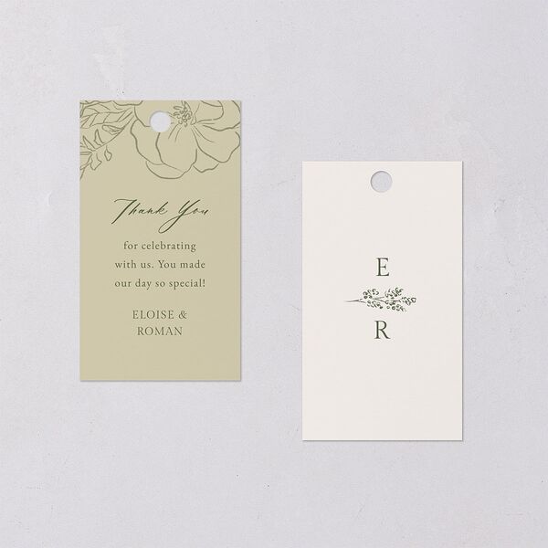 Vintage Botanical Sketch Favor Gift Tags Dark Camo Signature
