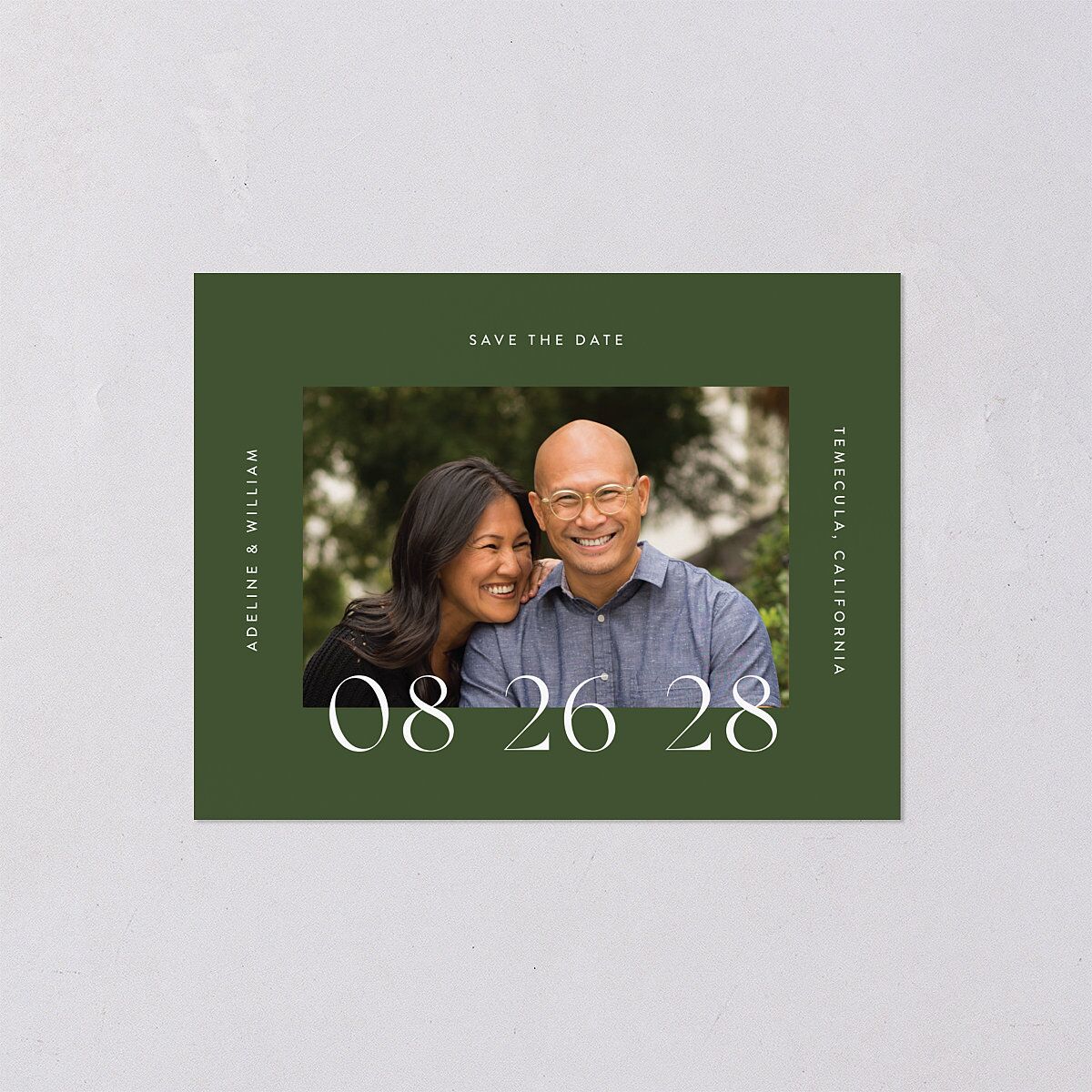 Border Date Save the Date Petite Cards Scottish Green Signature smooth Blank No Standard