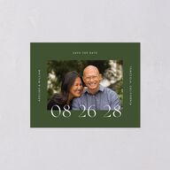 Border Date Save the Date Petite Cards Scottish Green Signature smooth Blank No Standard