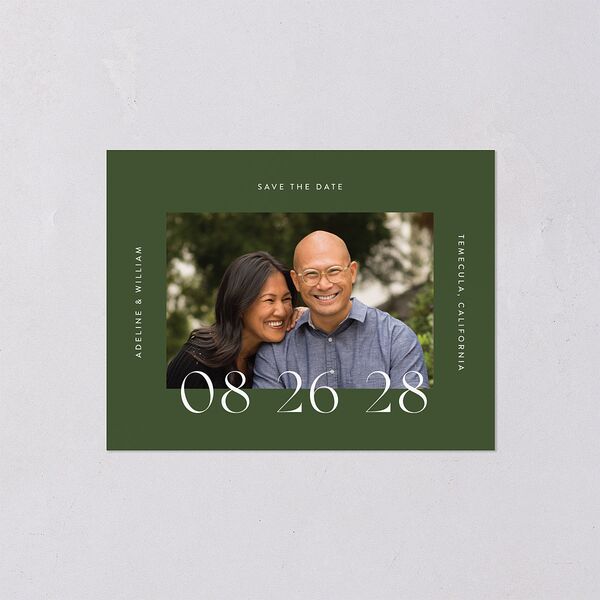 Border Date Save the Date Petite Cards Scottish Green Signature smooth Blank No Standard