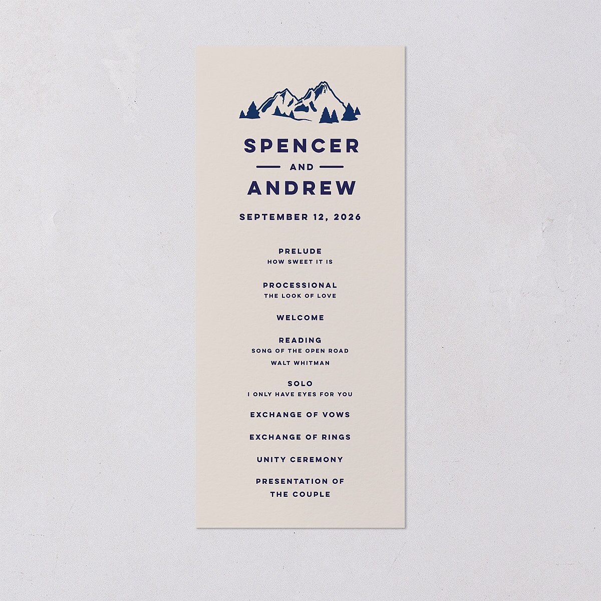 Adventure Icon Wedding Programs Navy Signature