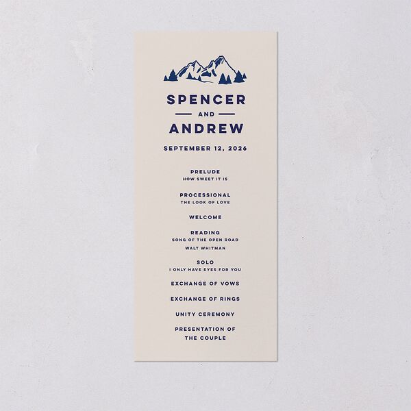 Adventure Icon Wedding Programs Navy Signature