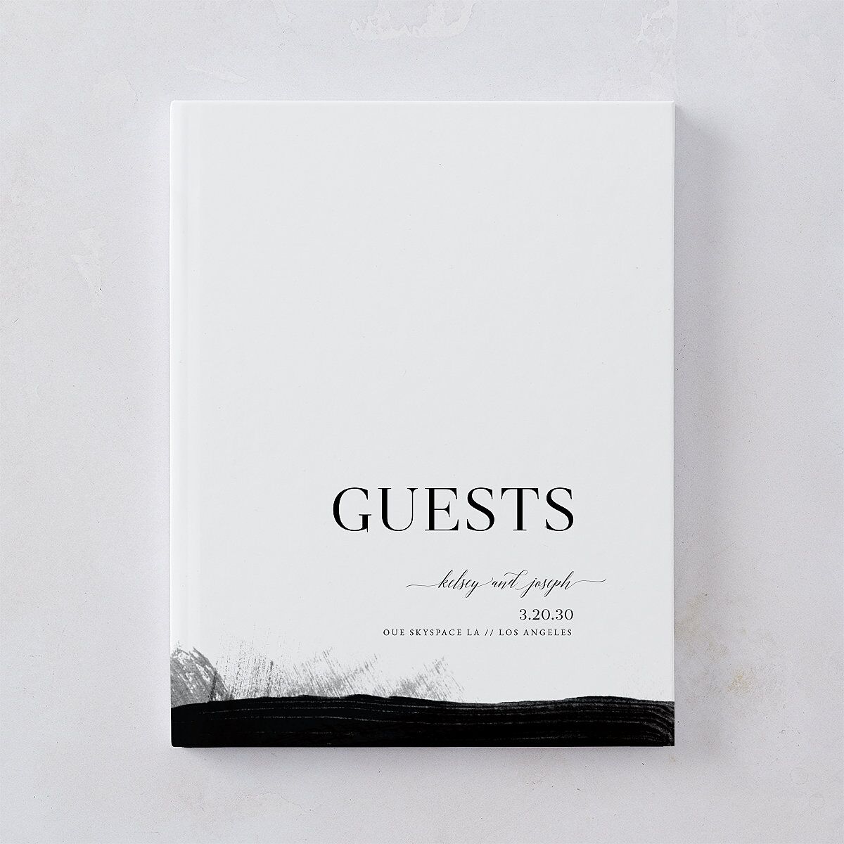 Painted Minimal Wedding Guest Book Midnight