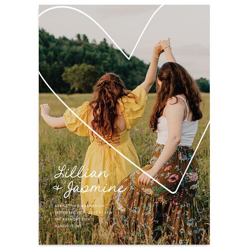 Hand Drawn Heart Photo Wedding Invitations Moss Signature Blank No Standard