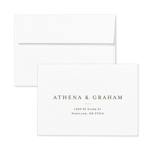 Intricate Vintage Wedding Response Card Standard Envelopes White Peridot Return Address Signature Standard
