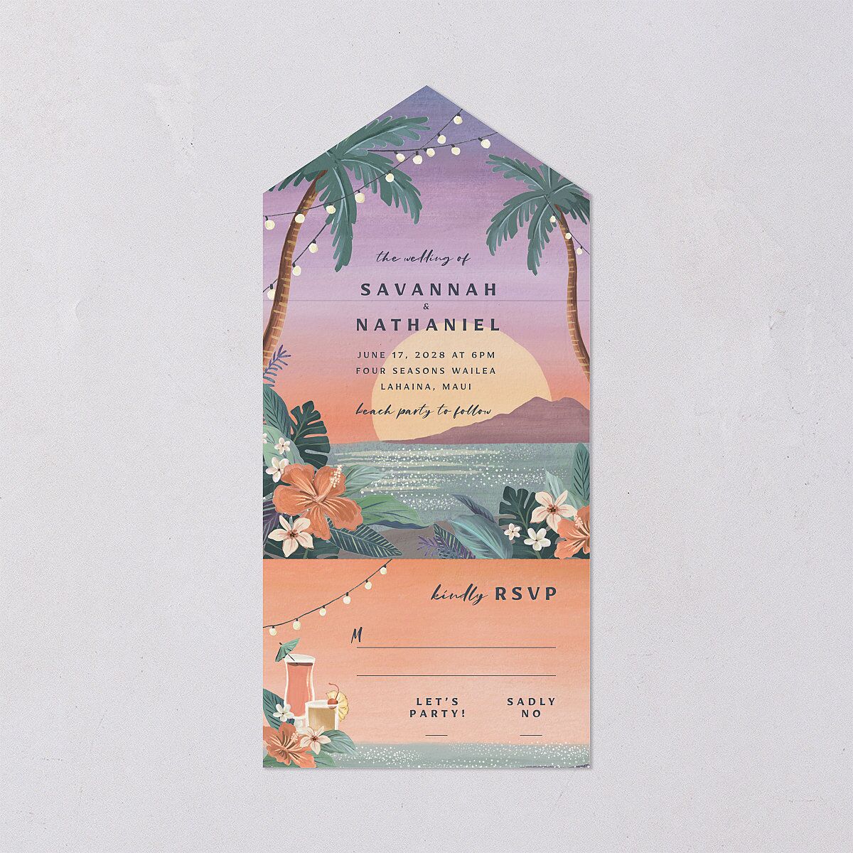 Vintage Island All-in-One Wedding Invitations — view 1