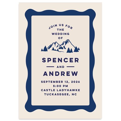 Adventure Icon Wedding Invitations Navy Signature Blank No Standard