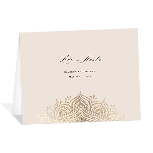 Indian Gilded Adornment Thank You Cards Gold Sand