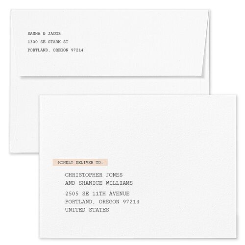 Editorial Label Maker Wedding Invitation Envelopes Blue Blush Return Address Standard Signature