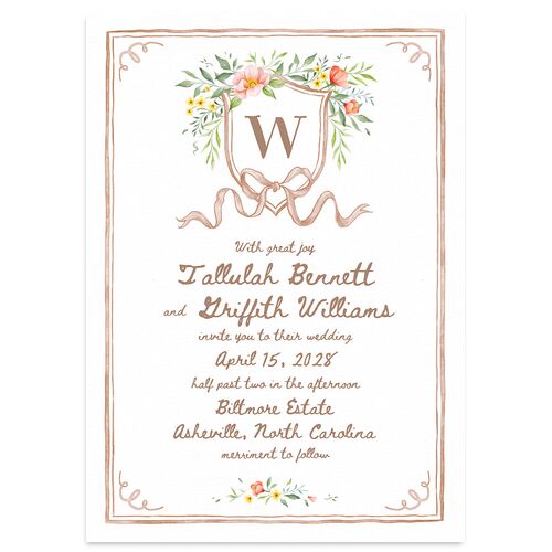 Countryside Crest Wedding Invitations Mocha Signature Blank No Standard