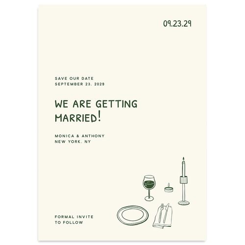 Hand Drawn Recipe Save the Date Cards Dark Camo Signature smooth Blank No Standard