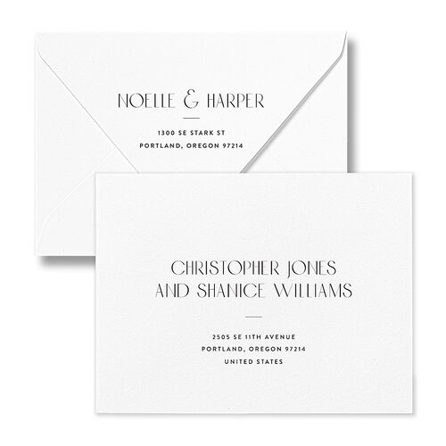 Vintage Nouveau Floral Save the Date Petite Card Euro Envelopes White Purple Haze Both Recipient and Return Addresses Luxe Signature