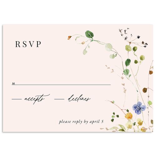 Delicate Wildflower Wedding Response Cards Soft Pink Signature Standard