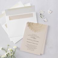 Indian Gilded Adornment Wedding Invitations Gold Sand Signature Blank No Standard