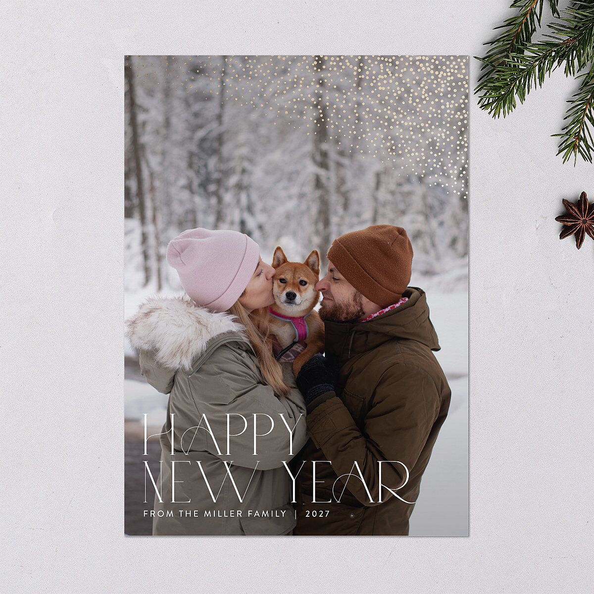 New Years Toast Holiday Cards Gold Licorice Signature Blank Standard Portrait