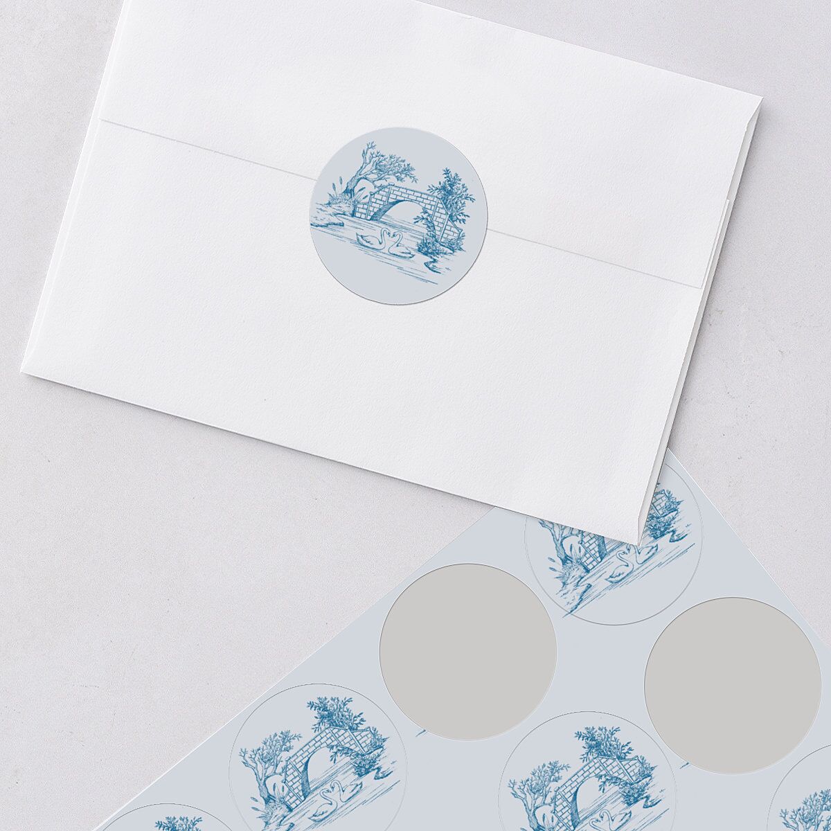 Elegant Antique Toile Frame Wedding Stickers by Bridgerton — view 3