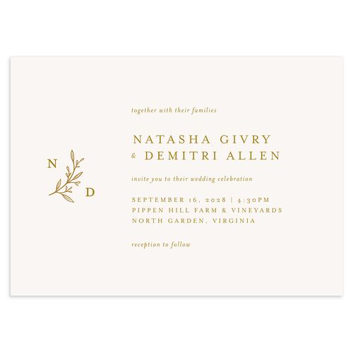 Botanical Monogram Wedding Invitations Marigold Signature Blank No Standard