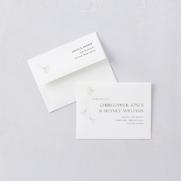 Ginkgo Leaves Thank You Cards Gold Champagne