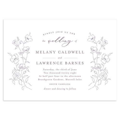Floral Adornment Wedding Invitations Purple Haze Signature Blank No Standard