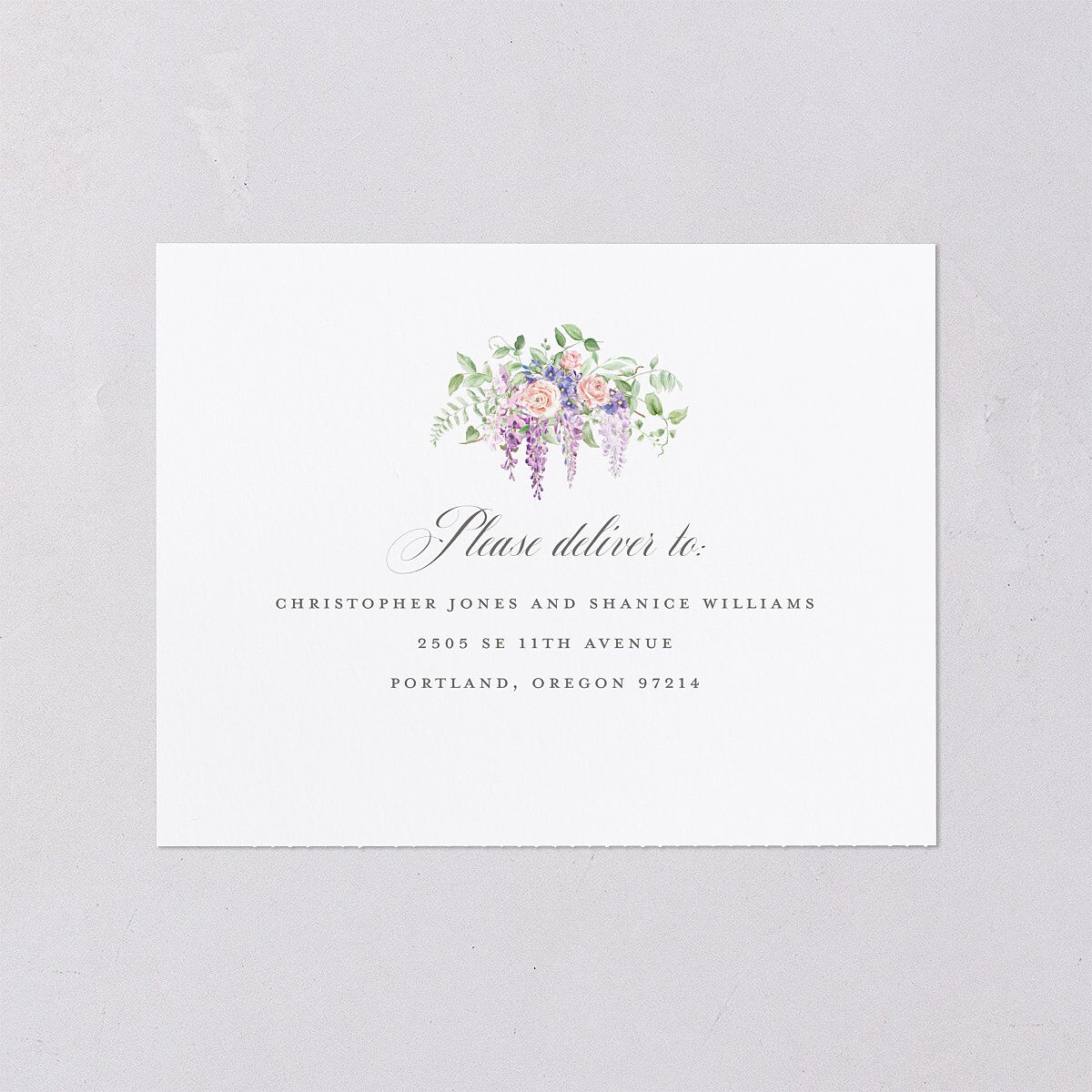 Formal Wisteria Garden Crest All-in-One Wedding Invitations by Bridgerton — view 5